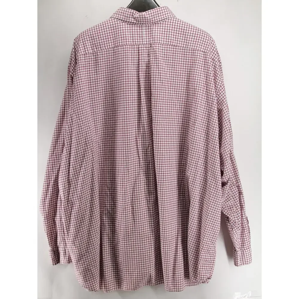 Polo Ralph Lauren Mens 6XB Red White Gingham Plaid Button Up Long Sleeve